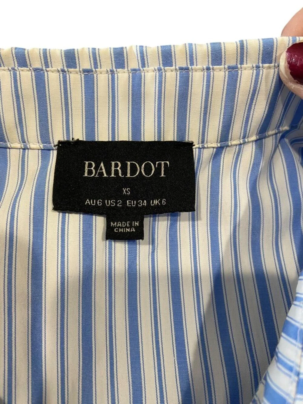 Bardot Cut Out Striped Maxi Dress Blue Size XS Coastal Preppy Cottagecore Summer